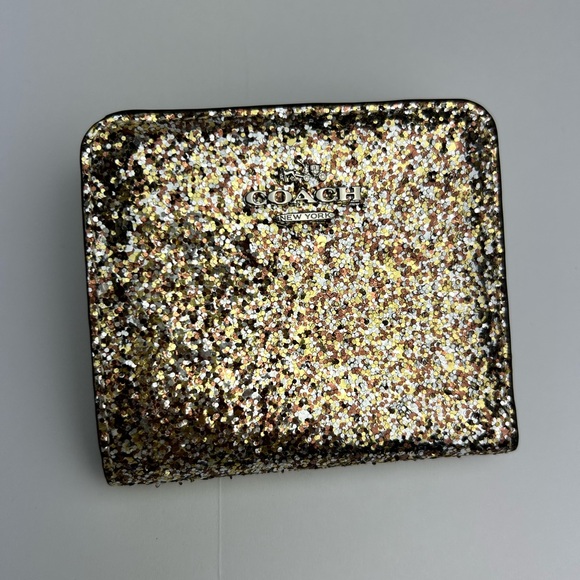 Coach Handbags - Coach Shimmering Glitter Gold Small Wallet